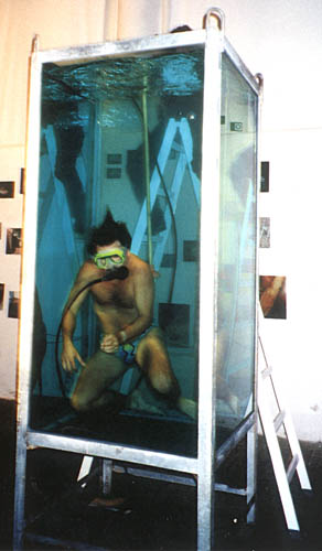 Buoyancy training inside a glass tank - Miki Malrs Vampyroteuthis Infernalis - September 1999