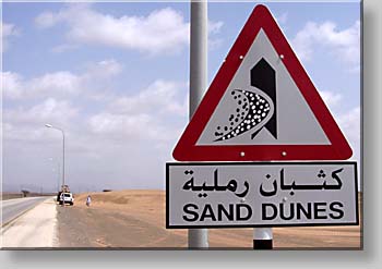 warning of sand dunes