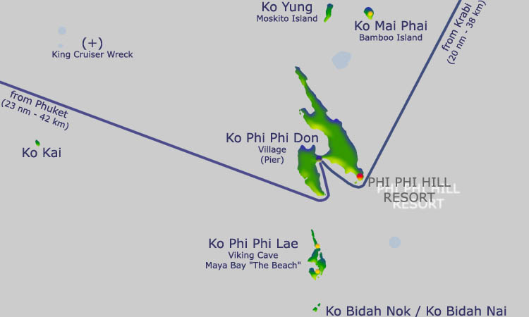 Location of Phi Phi Hill Resort